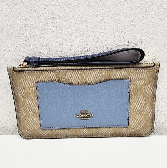 Coach Zip Top Wallet Colorblock Signature Canvas F55762 - Picture 1 of 10